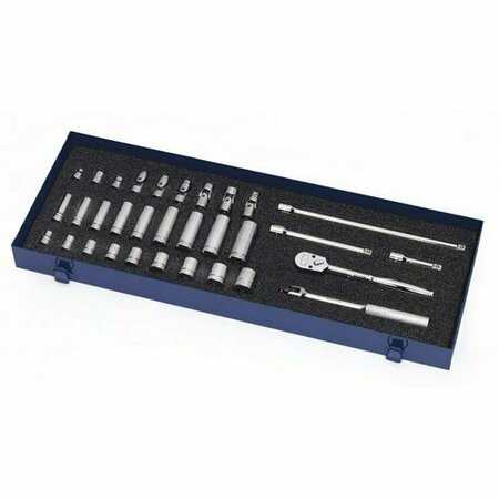 WILLIAMS Socket/Tool Set, 32 Pieces, 12-Point, 3/8 Inch Dr JHWWSB-32FTB